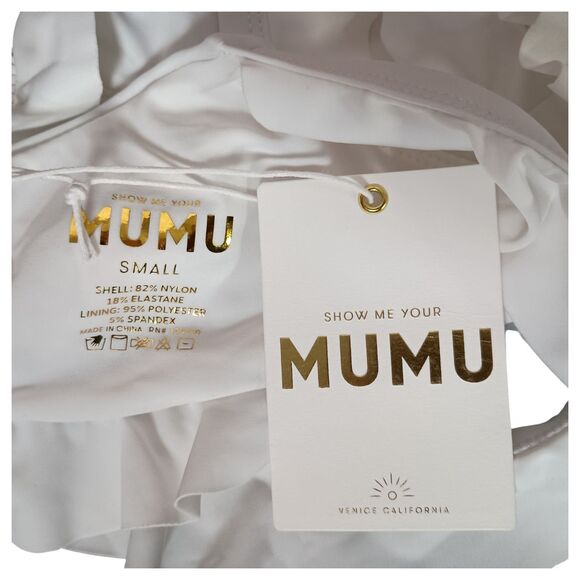 Show Me Your MuMu Bikini Top Women Small White Ruffles - Picture 5 of 5